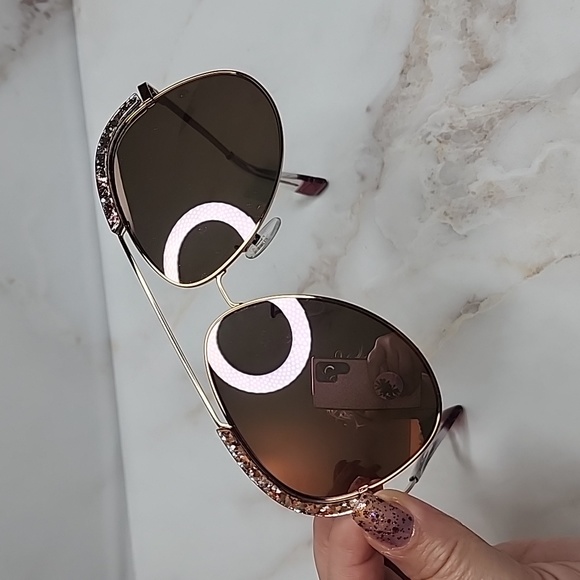 Furla pink crystal mirror aviator sunglasses